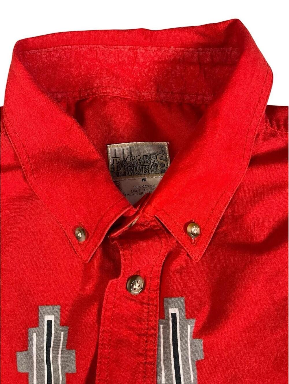 VINTAGE Express Rider Red Button Down - Picture 2 of 6